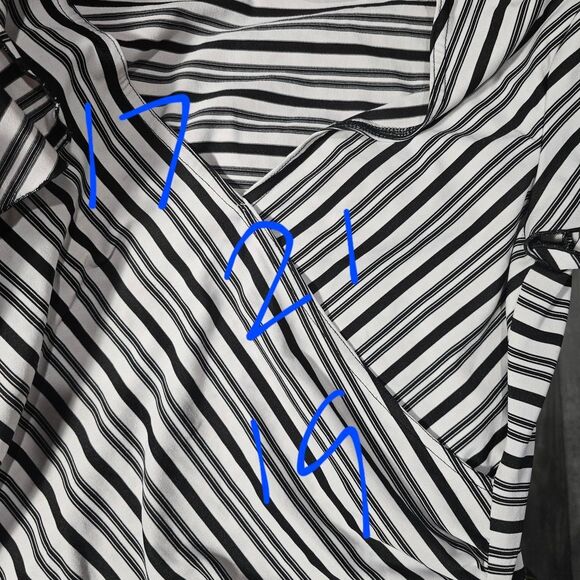 Y2k retro pinstripe gothic v neck side tie top - Picture 4 of 4